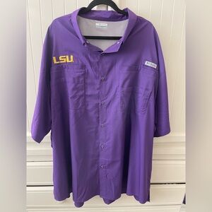 Men’s 4X LSU TIGERS Columbia PFG (Performance Fishing Gear) button down shirt